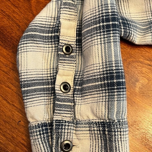Madewell Cream/Blue Plaid Shirt Long Sleeve Size Medium Country Western Vibe - Picture 5 of 7
